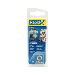 Ocheti Rapid O6 mm din otel cromat pentru textile, bannere si materiale flexibile, sistem de fixare inclus, 25 bucati 5000410