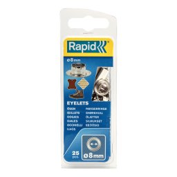 Ocheti Rapid O8 mm din otel cromat pentru prelate, bannere si materiale textile, sistem de fixare inclus, 25 bucati 5000411