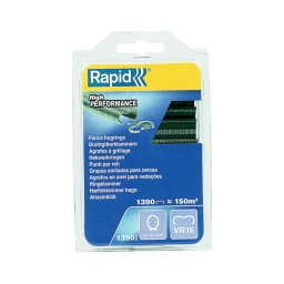 Capse gard Rapid VR16 galvanizate cu acoperire verde PET, inchidere 2-8 mm, pentru plasa de sarma, custi si imprejmuiri, blister 1390 bucati 40108800