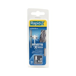 Nit Rapid din otel inoxidabil 4,8 18 mm pentru exterior, medii umede si aplicatii marine, grosime 12-14 mm, burghiu HSS inclus, 50 bucati 5000397