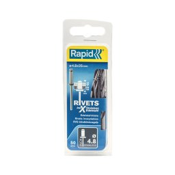 Nit Rapid din otel inoxidabil 4,8 25 mm pentru exterior, medii umede si aplicatii marine, grosime 19-22 mm, burghiu HSS inclus, 50 bucati 5000398