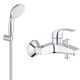 Pachet baterie cada/dus Grohe + set dus porter Grohe New Tempesta Duo, doua tipuri de jet, crom lucios (3330002,27799003. )