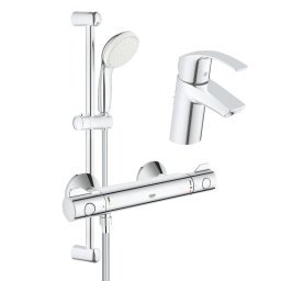 Pachet: Baterie cabina dus Grohe Grohtherm 800,set dus inclus-34565001+Baterie lavoar Grohe Eurosmart marimea S-33265002