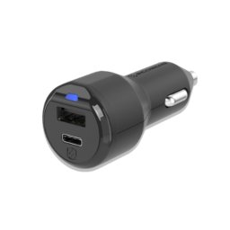 Incarcator Auto Combo Scosche PowerVolt 30W, USB-C si USB-A - Negru