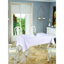 Față de masă Valentini Bianco, Model Gold Etamin, 150x220 cm, culoare Alb