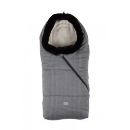 Sac de iarna 100 cm Pop - cu guler de blana Pinstripe Light Grey/Beige