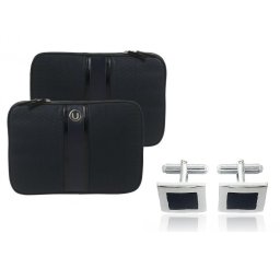 Cadou Business Geanta Laptop Ungaro Pitone Piele Blue Butoni Noir by Borealy