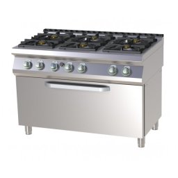 Masina de gatit pe gaz cu 6 arzatoare alama cu cuptor gaz GN 3/1