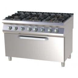 Masina de gatit pe gaz cu 6 arzatoare fonta cu cuptor electric GN 3/1
