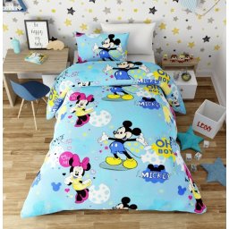 Lenjerie de pat copii Mikey & Minnie albastru