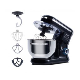Mixer cu bol de 5.5 L din inox, MB-1300,1.6 kg aluat, putere 1400 W, 4 accesorii, 6 viteze + puls, Negru