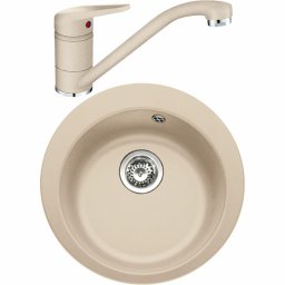Pachet chiuveta tectonite Franke Single 1 + Baterie Novara, Cartus ceramic, Avena