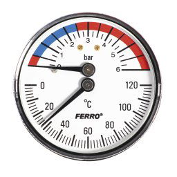 Termomanometru 63mm 1/2 0-6 bar 120°C montaj axial