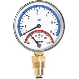 Termomanometru 80mm 1/2 0-6 bar 120°C, montaj radial
