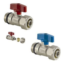 Robinet cu bila 1/2 cu racord pentru tevi multistrat 16x2mm albastru