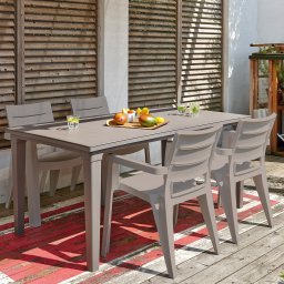 Masa gradina, exterior, polipropilena, Keter, pentru a servi masa, cappuccino, Futura, 4-6 persoane, 165 x 95 x 75 cm