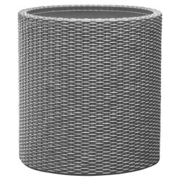 Ghiveci exterior imitatie ratan, polipropilena, Keter, pentru gradina, terasa sau balcon, perete dublu cu orificiu de scurgere, gri antracit, capacitate 39 L