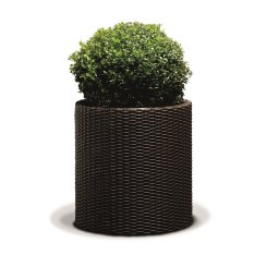 Ghiveci exterior imitatie ratan, gradina si terasa, polipropilena, Keter, cu perete dublu si dop de scurgere, maro, 39 L, 43.7x43.7x44.3 cm