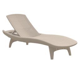 Sezlong pentru piscina, polipropilena, uz rezidential, spatar ajustabil, alb, Keter, fara perne, 197x75x41 cm