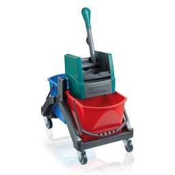 Carucior de curatenie profesional cu sistem de stoarcere si 2 galeti 17 L Leifheit Professional