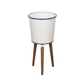 Veioza alba metalica cu 3 picioare de lemn Trimar