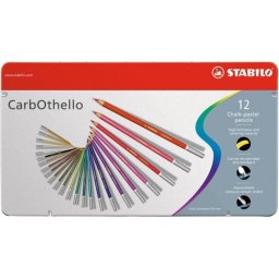 Creioane colorate CarbOthello cutie metal 12 culori/set Stabilo