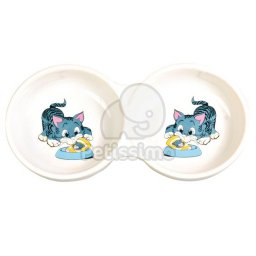 Trixie Bol dublu ceramică pentru pisici alb (TRX4014)