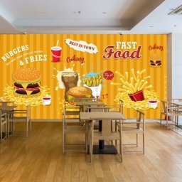 Fototapet Restaurant Fast Food FTS1 (Alege materialul: : Autocolant Perete Laminat Lucios, MP: 1 mp)