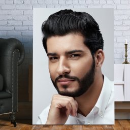 Tablou Barbat Brunet cu Frizura si Barba Tunsa BMH82 (Dimensiune LxH: 60x90cm)