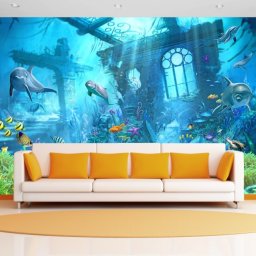 Fototapet 3D Lume Subacvatica OPO59 (Alege materialul: : Autocolant Perete Laminat Mat, MP: 1 mp)