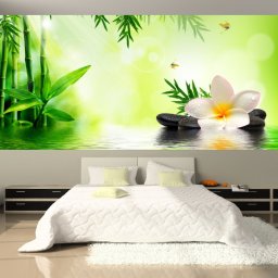 Fototapet Floare Cu Pietre Spa Si Bambus OPO39 (Alege materialul: : Autocolant Perete Laminat Mat, MP: 1 mp)
