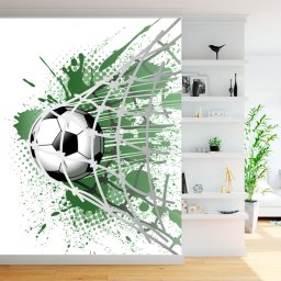 Fototapet Minge Fotbal In Plasa FT527 (Alege materialul: : Autocolant Perete Laminat Lucios, MP: 1 mp)