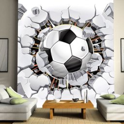 Fototapet 3d Minge Fotbal In Perete FT437 (Alege materialul: : Autocolant Perete Laminat Mat, MP: 1 mp)