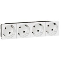 Priza shuko 4X2P+T cu orientare 45 grade Legrand Mosaic 077254