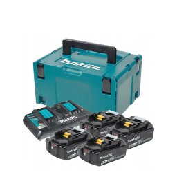 Set 4 acumulatori Makita 18V 6.0 Ah, incarcator dublu si valiza transport