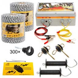 Pachet gard electric cu fir 2000 m, pentru 25 sau 6,25 Ha