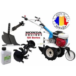 Motosapa Profesionala AGT 6500 GX cu motor Honda GX200 ,cu freze de pamant 80 cm , plug de bilonat , roti pneumatice si ulei Honda