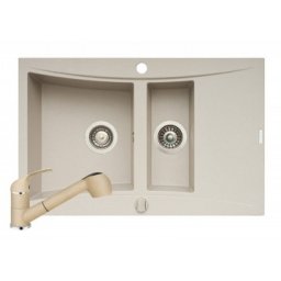 Set chiuveta granit SOFTLINE & baterie FIDO - Bej Pyramis 070002001FB