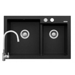 Set chiuveta granit DIPLOS & baterie Flessi - Negru & Alb Pyramis 070006601FLW