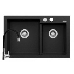Set chiuveta granit DIPLOS & baterie Flessi - Negru Pyramis 070006601FLB