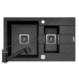 Set chiuveta granit ARKADIA SQ & baterie FIDO - Negru Pyramis 070015601FBK