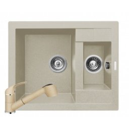 Set chiuveta granit STUDIO 59x48 & baterie FIDO - Bej Pyramis 079822001FB