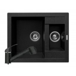 Set chiuveta granit STUDIO 59x48 & baterie FIDO - Negru Pyramis 079822201FBK