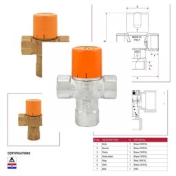 Vana termostatica ITAP (antioparire) pentru amestec in sistemele de incalzire solare 3/4” (DN 20), cod 4750034