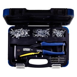 Kit cleste nituri Rapid RP40 Multi cu servieta, pentru nituri aluminiu si otel 3,2-4,8 mm, verificator dimensiuni si etrier incorporat 5001127
