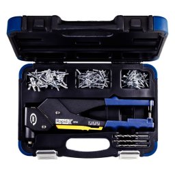 Cleste pop nituri Rapid RP60 Multi kit cu servieta, cap rotativ 360, , nituri aluminiu si otel 3.2 4.0 4.8mm, verificator nituri, etrier integrat, grip moale, garantie 3 ani, 5001128