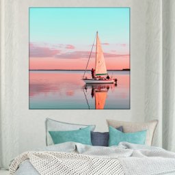 Tablou Barca cu Panze in Linistea Marii WOP1 (Optiuni Tablou: 60x60cm)