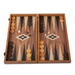Set joc table backgammon Walnut with Black Oak points 48 x 50 cm