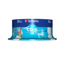 CD-R VERBATIM 700 MB, 80 min, viteza 52x, spindle, printabil, "AZO Wide Inkjet Printable", 25 buc/set