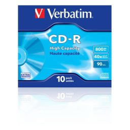 CD-R VERBATIM 800 MB, 90 min, viteza 40x, carcasa, "High Capacity", 10 buc/ cutie